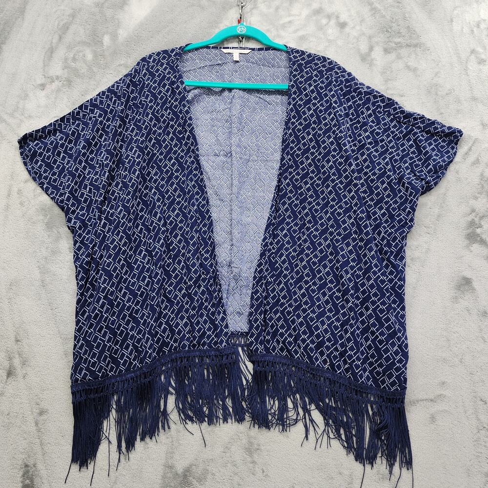 Victoria's Secret Swim Coverup Womens XS/S Blue Open Front Fringe Kimono Top